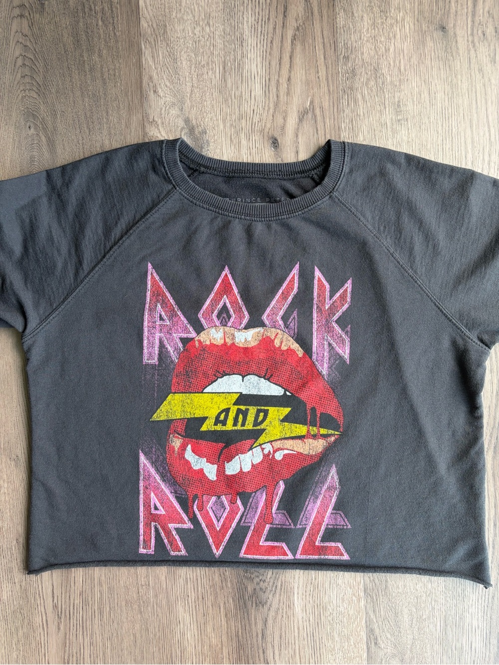 Prince Peter Collection Black 'Rock and Roll' Cropped Sweatshirt Sz.M